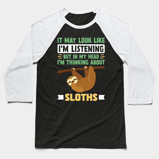 Funny Sloth Lover Baseball T-Shirt by White Martian